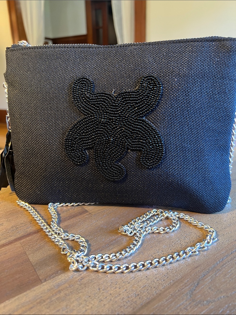 Black Beaded Crossbody Clutch - Women Bags